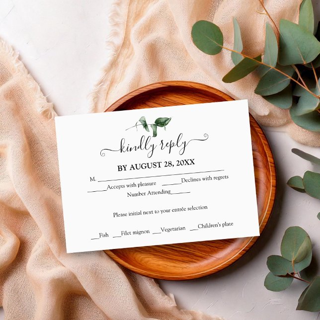 Simple Chic Greenery Eucalyptus Wedding RSVP Enclosure Card (Creator Uploaded)