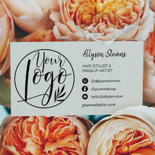 Simple chic grey hair makeup photo logo qr code business card
