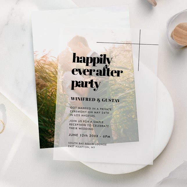Simple Chic Happily Ever After Party Vellum Invitations (Creator Uploaded)