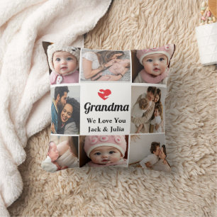 Simple & Chic   Heart Photo Collage for Grandma  Cushion