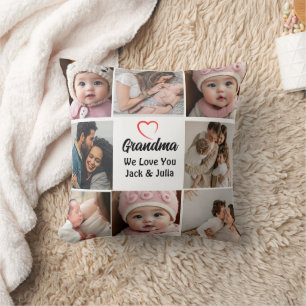 Simple & Chic   Heart Photo Collage for Grandma  Cushion