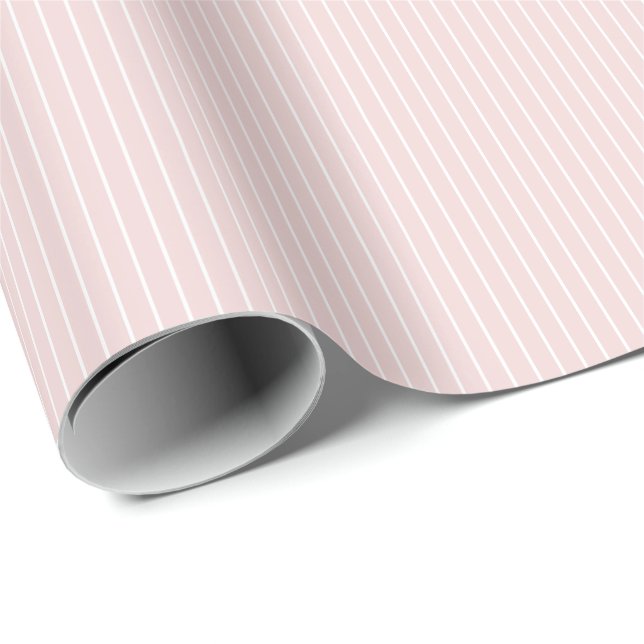 Simple Chic Light Pink and White Stripes Wrapping Paper (Roll Corner)