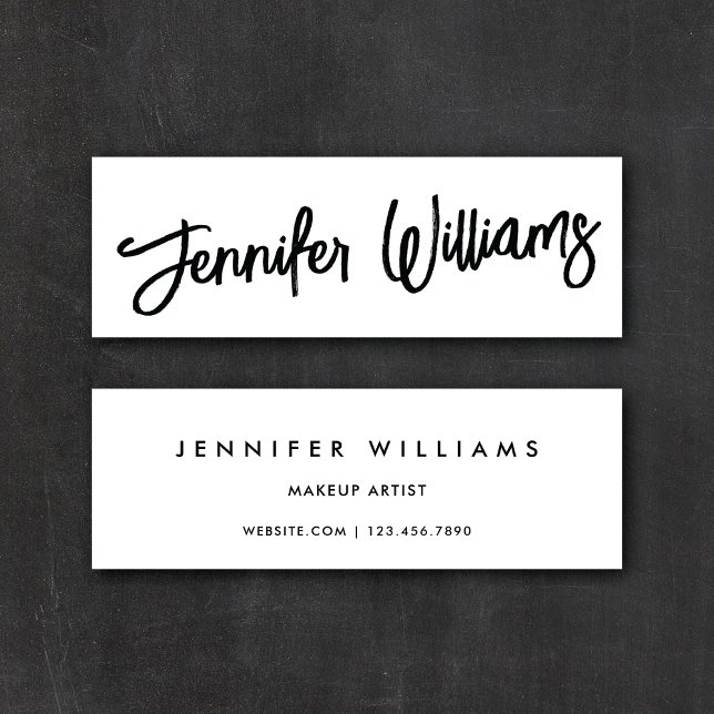 Simple Chic Minimalist + Calligraphy Script White  Mini Business Card (Creator Uploaded)