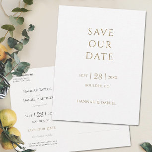 Simple Chic Minimalist Gold Wedding Save the Date Announcement Postcard