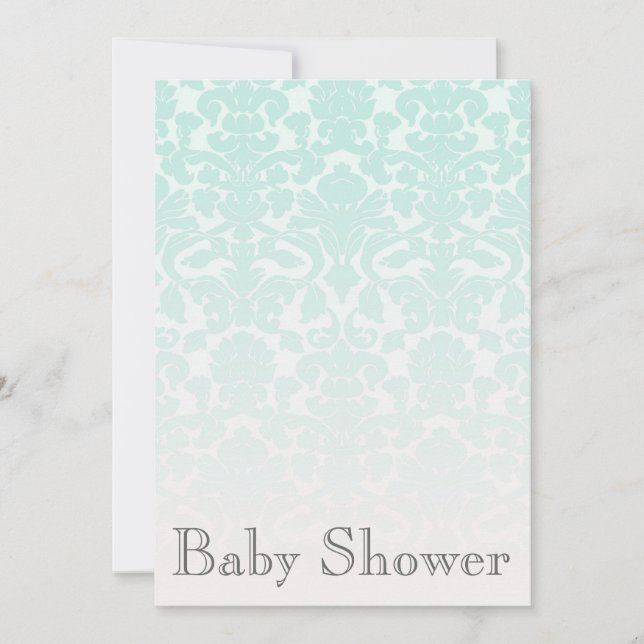 Simple Chic Mint Damask Baby Shower Invitation (Front)