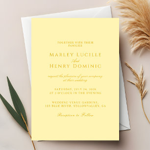 Simple Chic Modern Butter Yellow Wedding Invitation