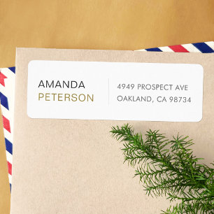 Simple Chic Modern Minimalist Custom Template Return Address Label