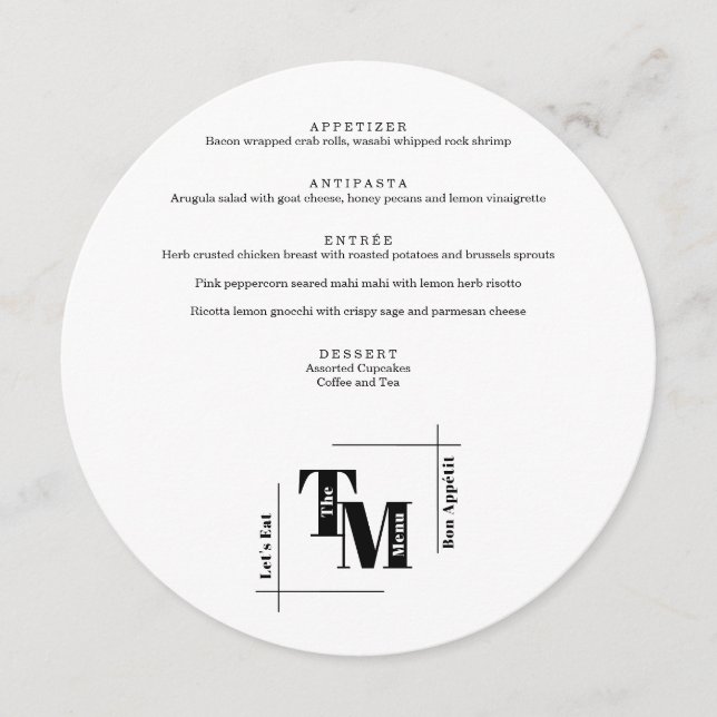 Simple Chic Modern Minimalist Wedding Thank You Menu (Front)
