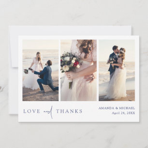 Simple Chic Modern Multi Photo Collage Wedding Thank You Card