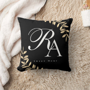 Simple Chic Monogram Black Cushion