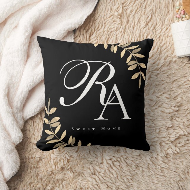 Simple Chic Monogram Black Cushion (Blanket)
