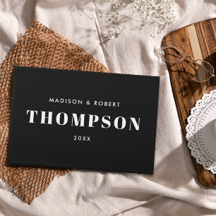 Simple Chic Monogram Bold Black and White Wedding Guest Book