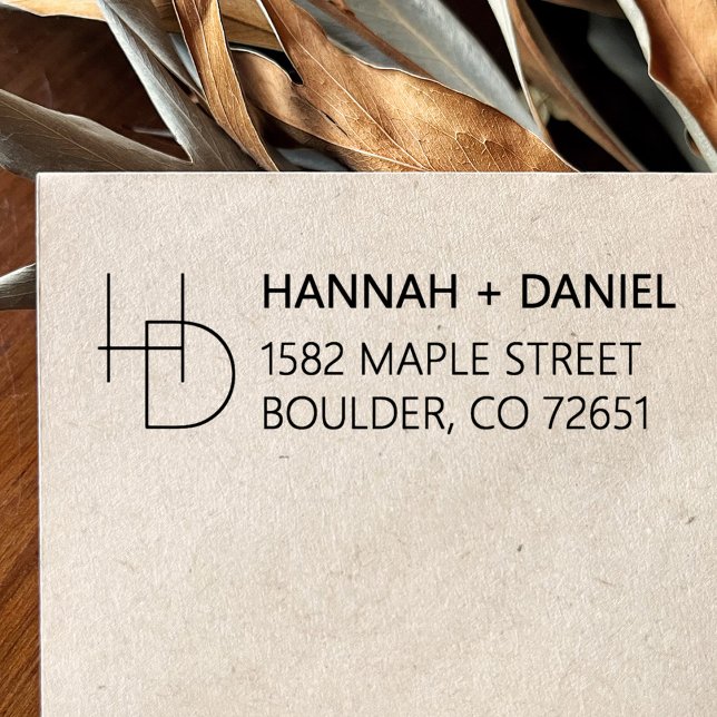 Simple Chic Monogram Wedding Return Address Self-inking Stamp (Creator Uploaded)