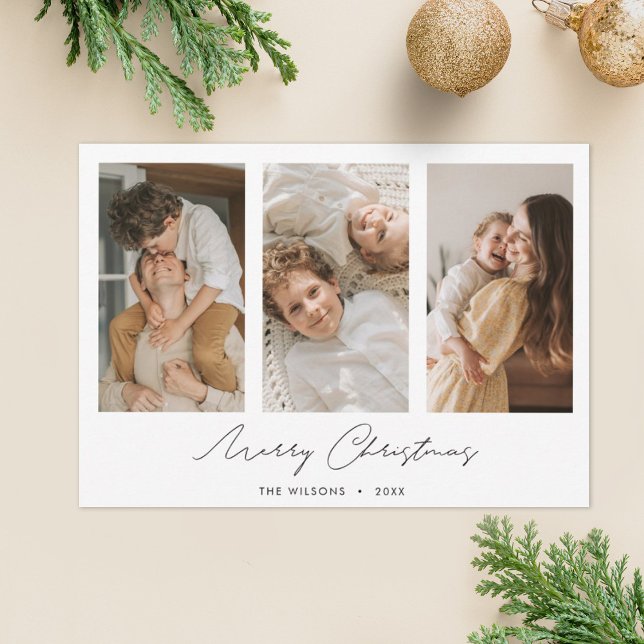 Simple Chic Multi Photo Collage Merry Christmas  Holiday Card (Creator Uploaded)