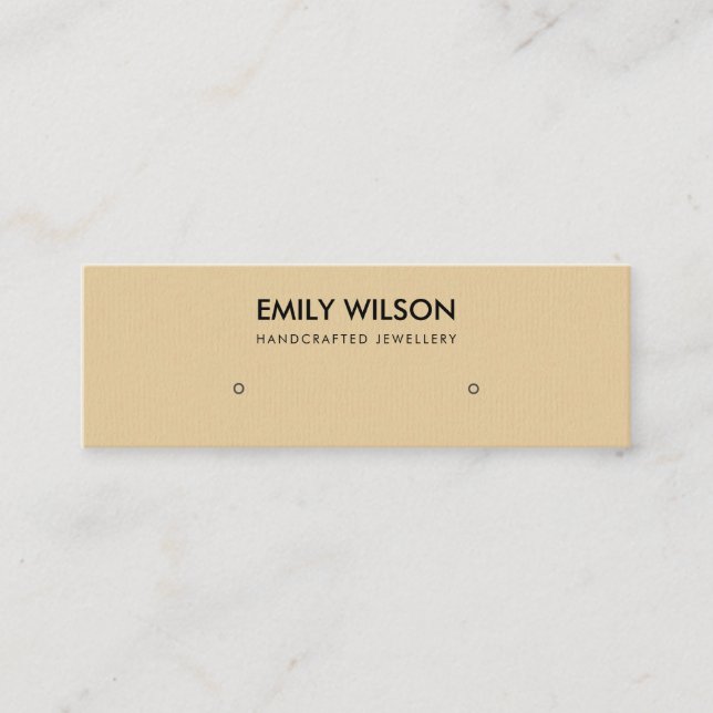 SIMPLE CHIC OCHRE KRAFT STUD EARRING DISPLAY LOGO MINI BUSINESS CARD (Front)