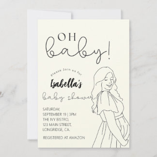 Simple Chic Oh Baby Shower Invitation Card