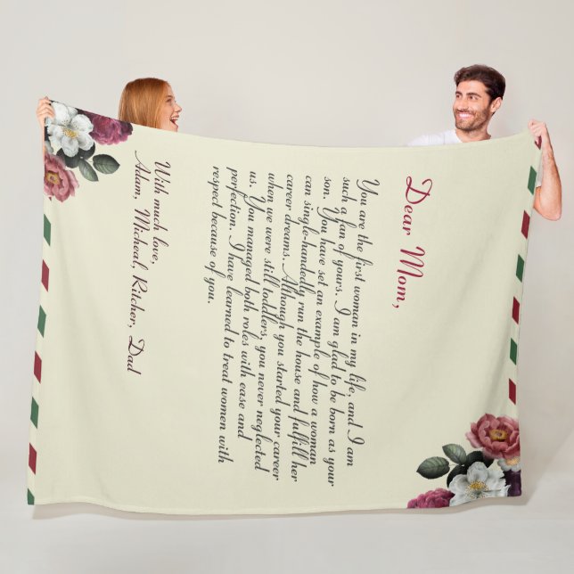 Simple Chic Personalised Love Letter Handwritten  Fleece Blanket (In Situ)