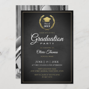 Simple Chic Photo Graduation Party Invite Card