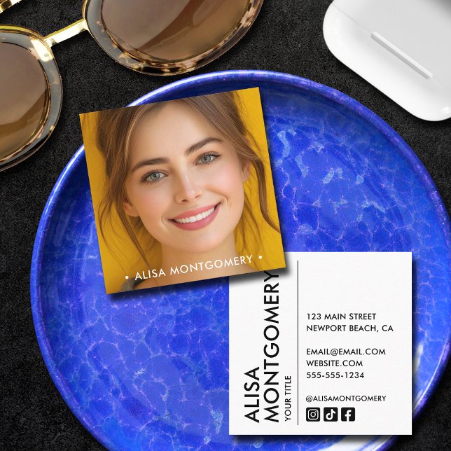 Simple Chic Photo Square Business Card (Simple Chic Photo 2.5" Square Business Cards)