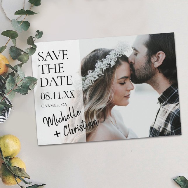 Simple Chic Photo Wedding Save the Date Magnetic Invitation (Creator Uploaded)