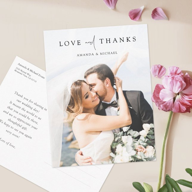 Simple Chic Photo Wedding Thank You Postcard (Creator Uploaded)