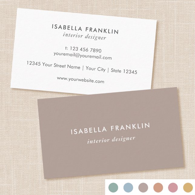 Simple Chic Professional Minimalist Taupe Brown Business Card (Creator Uploaded)