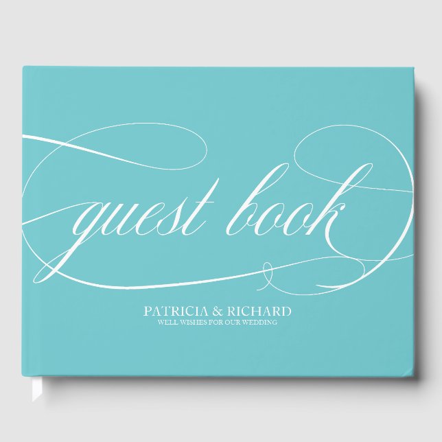 Simple Chic Purist Blue Wedding Guest Book (Front)