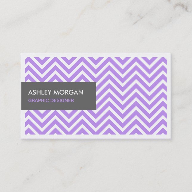 Simple Chic Purple Chevron Zigzag Profile Card (Front)