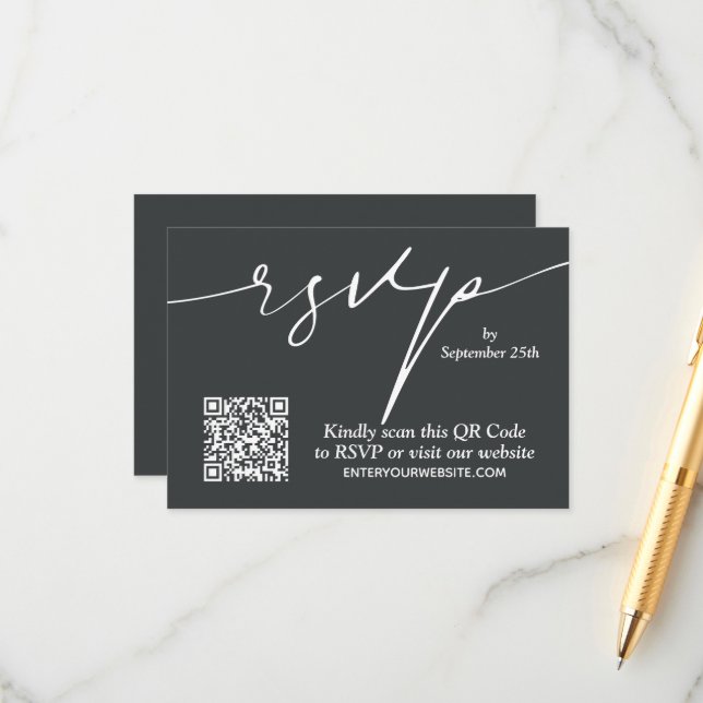 Simple Chic QR Code Wedding Enclosure Card (Front/Back In Situ)