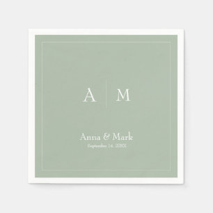 Simple Chic Sage green and White Wedding Napkins