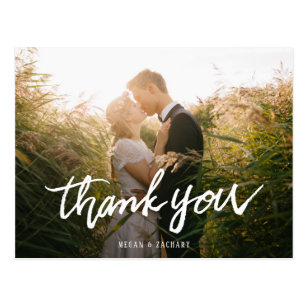 Simple Chic Script Custom Wedding Thank You Postcard