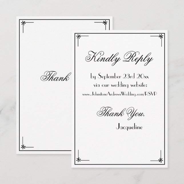  Simple chic script elegant wedding website RSVP  Enclosure Card (Front/Back)