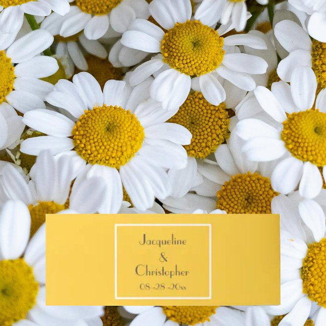 Simple chic script names elegant modern Wedding  Invitation Belly Band (Elegant modern wedding invitation belly band in sunny yellow. Simple chic script names. Gorgeous!)