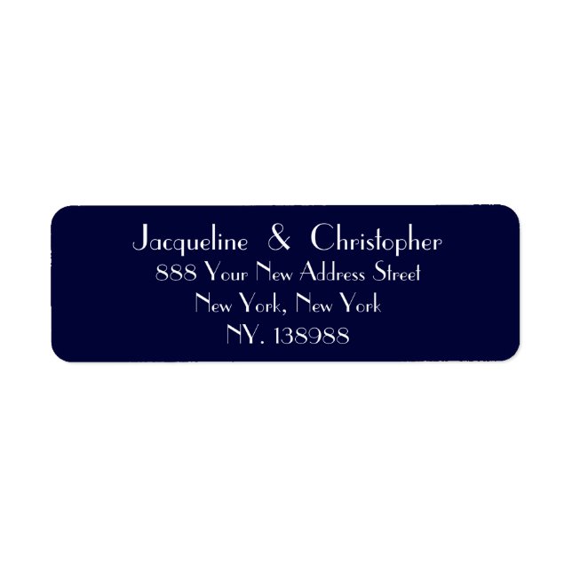 Simple Chic Script Navy Wedding Return Address Label (Front)