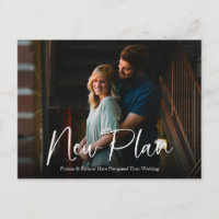 Simple Chic Script New Plan Wedding Postponed
