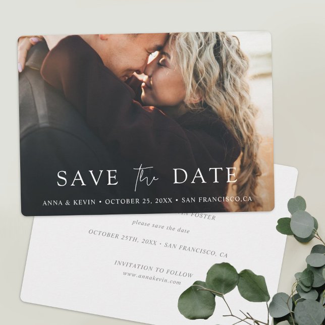 Simple Chic Script Personalized Photo Wedding Save The Date (Creator Uploaded)