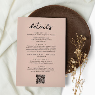 Simple Chic Script QR Code Wedding Details Enclosure Card