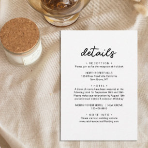 Simple Chic Script Wedding Details Enclosure Card