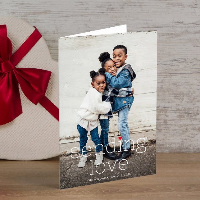Simple Chic Sending Love Valentine's Day Photo Holiday Card (Creator Uploaded)