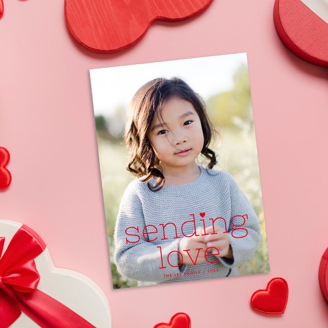 Simple Chic Sending Love Valentine's Day Photo Holiday Card (Creator Uploaded)