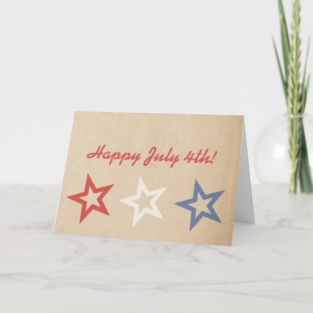 Simple Chic Stars July 4th Greeting Card (Front)