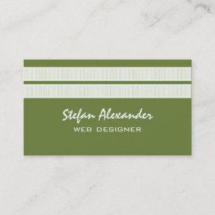 Simple Chic Stripes Business Card, Olive Green Card