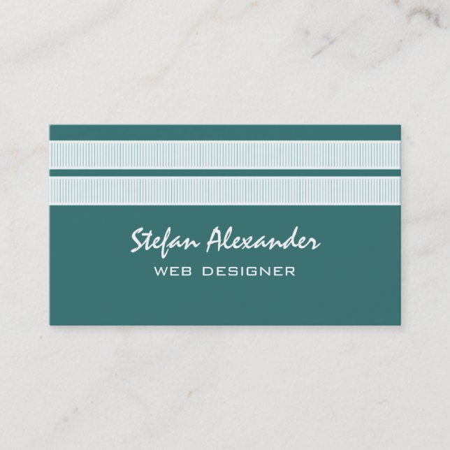 Simple Chic Stripes Business Card, Teal Card (Front)