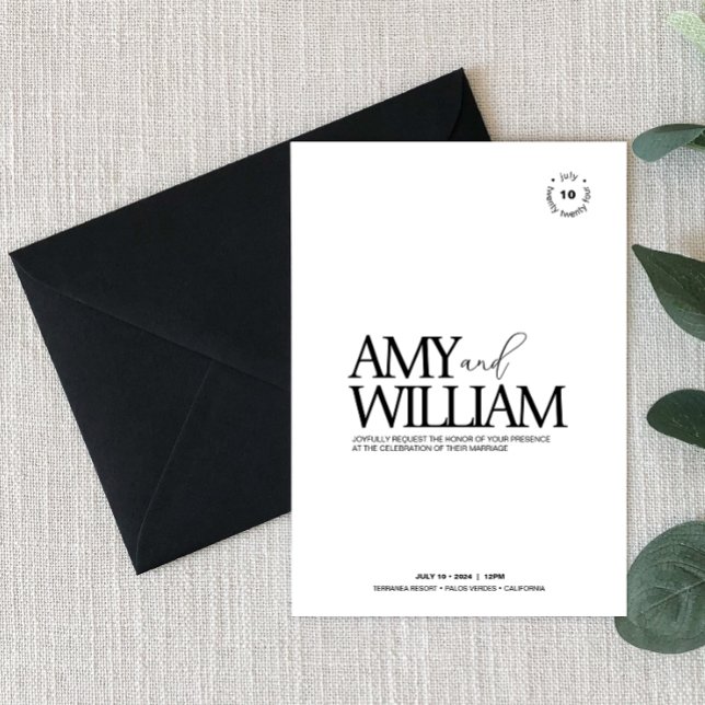 Simple Chic • Stylish Modern Minimalist • Elegant Invitation (Sophisticate • Stylish Modern Minimalist • Premium Invitation with black envelope.)