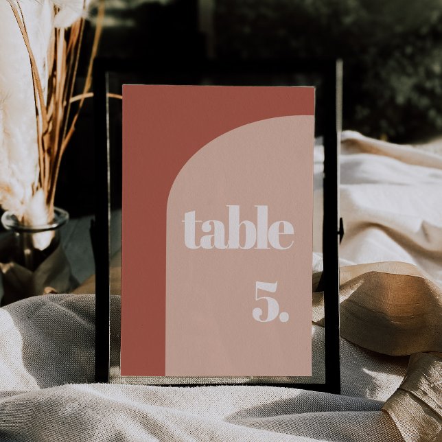 Simple chic terracotta arch wedding table number (Creator Uploaded)
