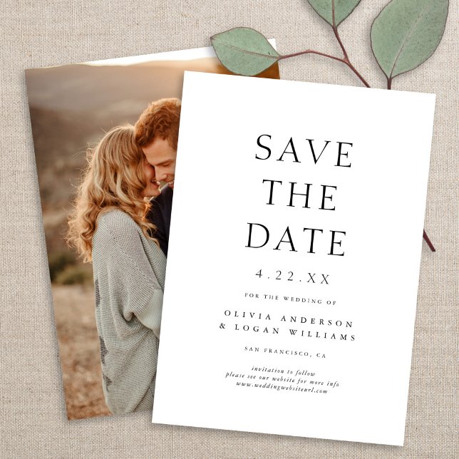 Simple Chic Typography Photo Wedding Save The Date (Creator Uploaded)