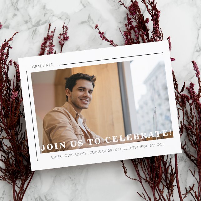 Simple Chic Typography Script Photo Graduate Announcement Postcard (Creator Uploaded)