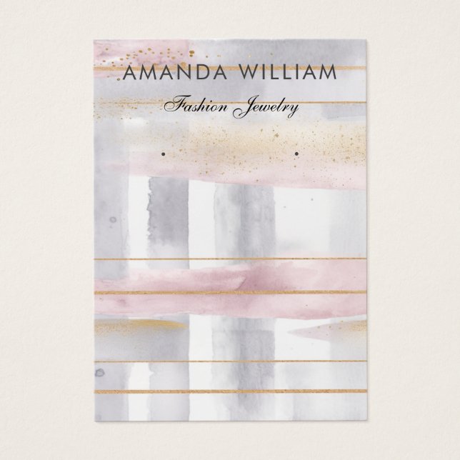 Simple chic watercolor Stripe earring display card (Front)