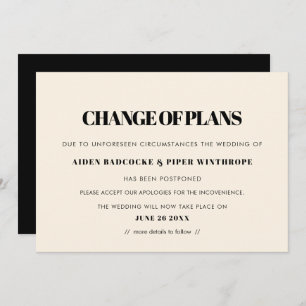 Simple & chic wedding date change announcement