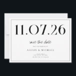 Simple Chic Wedding Non-Photo Save The Date<br><div class="desc">A simple modern save the date card. Personalise this chic black and white design to have your wedding date,  names and details.</div>